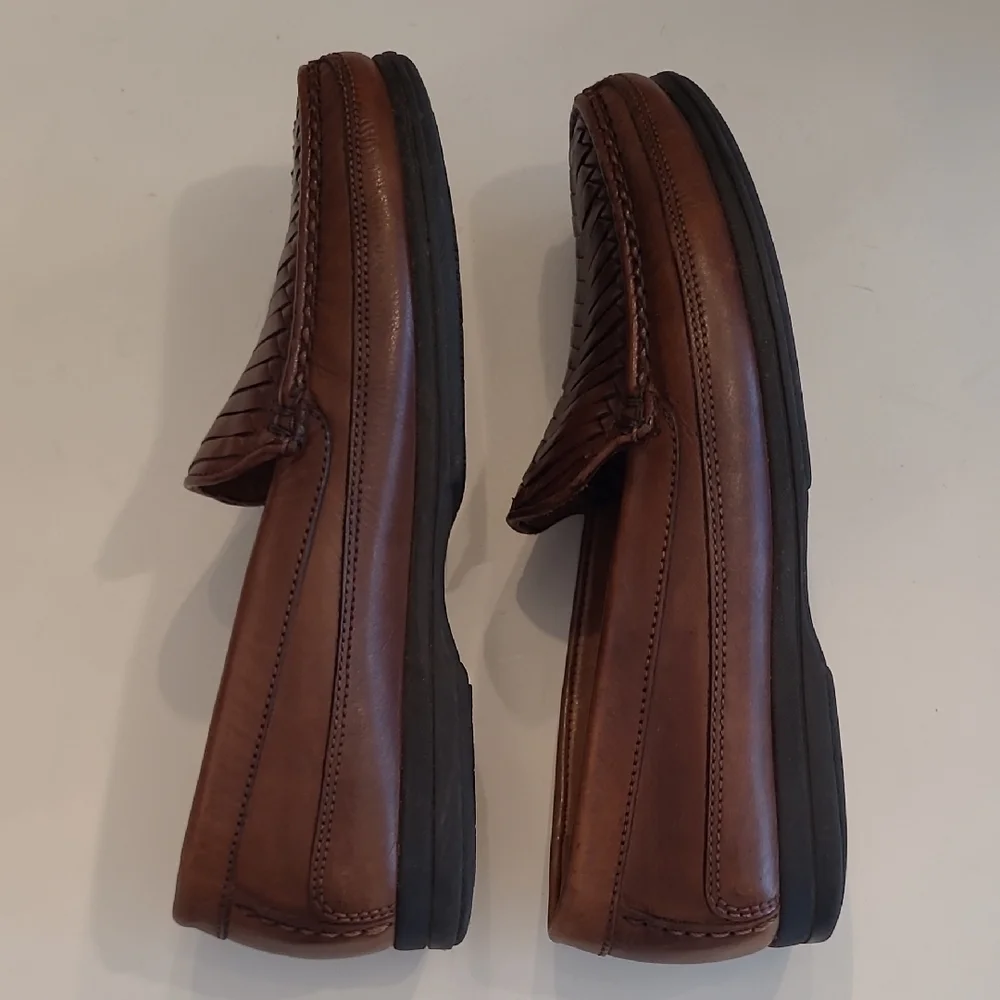 Dockers Basket Woven Leather Slip-On Classic Slide in Embossed Penny Loafer